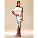 Stretch Satin Sheath/Column One Shoulder Floor-length Evening Dress inspired by Petra Nemcova