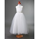 A-line Bateau Floor-length Satin Flower Girl Dress