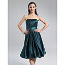 A-line Strapless  Knee-length Stretch Satin Bridesmaid Dress