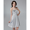 Princess Sheath/ Column Strapless Knee-length Chiffon Bridesmaid Dress