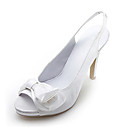 Elegant Satin Upper High Heel Strappy Sandals With Bowknot Wedding Bridal Shoes