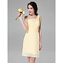 Sheath/Column One Shoulder Knee-length Chiffon Over Satin Bridesmaid Dress
