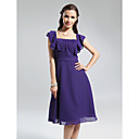 A-line Square Knee-length Chiffon Bridesmaid Dress