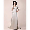 A-line Scalloped-Edge Sweep/Brush Train Satin Mother of the Bride Dress With A Wrap