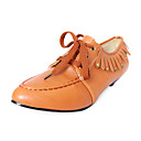 pu leren bovenkant lage hak-tenen gesloten met kant-up / rivet mode shoes.more kleuren beschikbaar