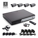 4-Kanal CCTV-Kit + 4pcs wasserdichte Kamera mit 36pcs LED + 500GB HDD