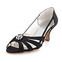 Top Quality Satin Upper Mid Heel Peep-toes With Rhinestone Wedding Shoes/ Bridal Shoes .More Colors Available