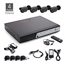 4ch alles-in-een CCTV-kit + 4 stuks zwart outdoor waterproof camera met led 24pcs + 500GB HDD