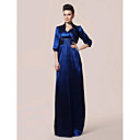 Sheath/Column V-neck Floor-length Taffeta Mother of the Bride Dress With A Wrap