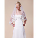 Beautiful Two-tier Fingertip Length Wedding Veil With Lace Applique Edge