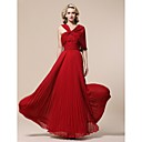 Sheath/ Column V-neck Floor-length Pleated Chiffon Evening Dress