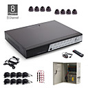 8-Kanal-all-in-one cctv Kit + 8St schwarz 24LED-Dome-Kamera + 1000GB HDD