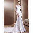 Trumpet/Mermaid V-neck Chapel Train Lace Wedding Dress