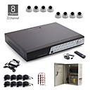 8-kanaals all-in-een CCTV-kit + 8st witte 24led dome camera + 1000 GB hdd