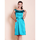 Sheath/ Column Scoop Knee-length Satin Bridesmaid Dress