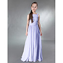 A-line Straps Square Floor-length Chiffon Junior Bridesmaid Dress