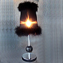 Black Table Light in Villus Edged Lampshade