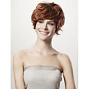 Mono Top Short Curly Brown 100% Human Hiar Wig Full Bang