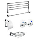 Chrome Finish Bathroom Hardware Accessory Set With 24 Inch Towel Shelf