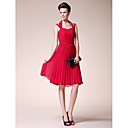 A-line Halter Knee-length Chiffon Mother of the Bride Dress
