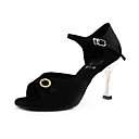 Performance High Heel Black Satin Upper Latin Dance Shoes for Women