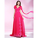Chiffon A-line V-neck Court Train Evening Dress inspired by Linda Cardellini at Cannes Film Festival