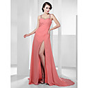 A-line Sweetheart Court Train Chiffon Evening Dress