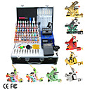 8 kit de tatouage fusils avec écran LCD de puissance et 40 d'encre + gratuitement tatouage temporaire 2 pcs