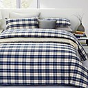 300 Thread Count Free Plaid 3-piece Full / Queen Duvet Cover Set