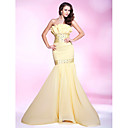 Trumpet/Mermaid Strapless Sweep/Brush Train Chiffon Evening Dress