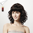 Capless Medium Curly Full Bang Black 100% Human Hair Wig 5 Colors To Choose