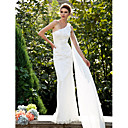 Trumpet/Mermaid One Shoulder Sweep/Brush Train Lace Wedding Dress