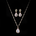 Gorgeous Cubic Zirconia 14K Gold Plated Jewelry Set Including Necklace And Earrings