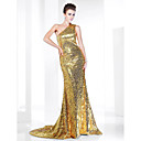 Sequined Trumpet/ Mermaid One Shoulder Sweep/ Brush Train Evening Dress inspired by Elizabeth Banks