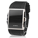  Square Silver Dial Black Silicone Band LED Wrist Watch