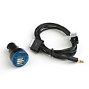 Dual USB Port Car Charger & 3.5mm Aux/Audio/Data/Charge Cable for iPad / iPhone / iPod series