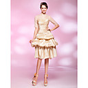 A-line High Neck Knee-length Taffeta Cocktail Dress