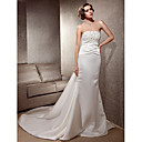 Trumpet/Mermaid Strapless Cathedral Train Satin Lace Wedding Dress