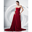 A-line Sweetheart Court Train Chiffon Evening Dress