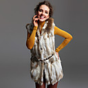 TS Hooded Rabbit and Fox Fur Blended Vest