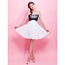 A-line Strapless Short/ Mini Chiffon Charmeuse Cocktail Dress