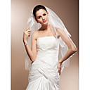 Two-tier Elbow Wedding Veils With Lace Applique Edge