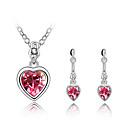 Ladies Heart Shape Crystal Jewelry Sets In Sliver Alloy Including Necklace Earrings More Colors Available