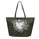 ts verde da cópia da zebra flor bordado bolsa de ombro de comprimento (45cm * 29cm * 12cm)