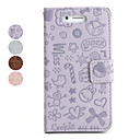 Cartoon Pattern PU Leather Case for iPhone 4 (Assorted Colors)