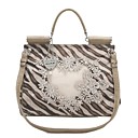 ts creme de impressão zebra flor saco bordado conversível (33cm * 24cm * 11cm)