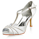 Top Quality Satin Upper High Heel Peep-toes With Rhinestone Fashion Shoes