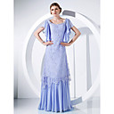 A-line Scoop Floor-length Chiffon Evening Dress