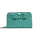 ts patente de couro acolchoado com zíper carteira (16cm * 10cm * 3cm)