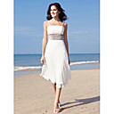 Sheath/ Column Spaghetti Straps Tea-length Chiffon Wedding Dress
